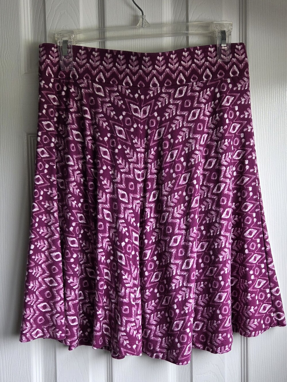 Loft Women's Patterned A-Line Skirt in Eggplant Purple